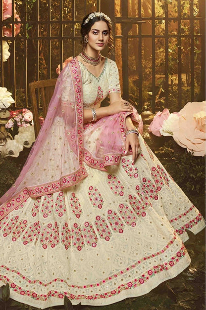 White Colour Georgette Embroidery Lehenga Choli LC1080219 A