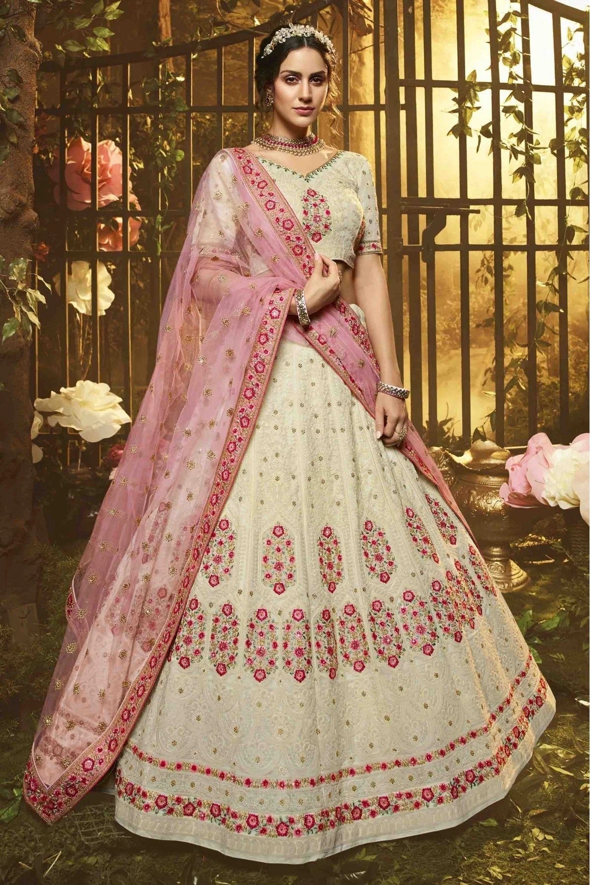 White Colour Georgette Embroidery Lehenga Choli LC1080219