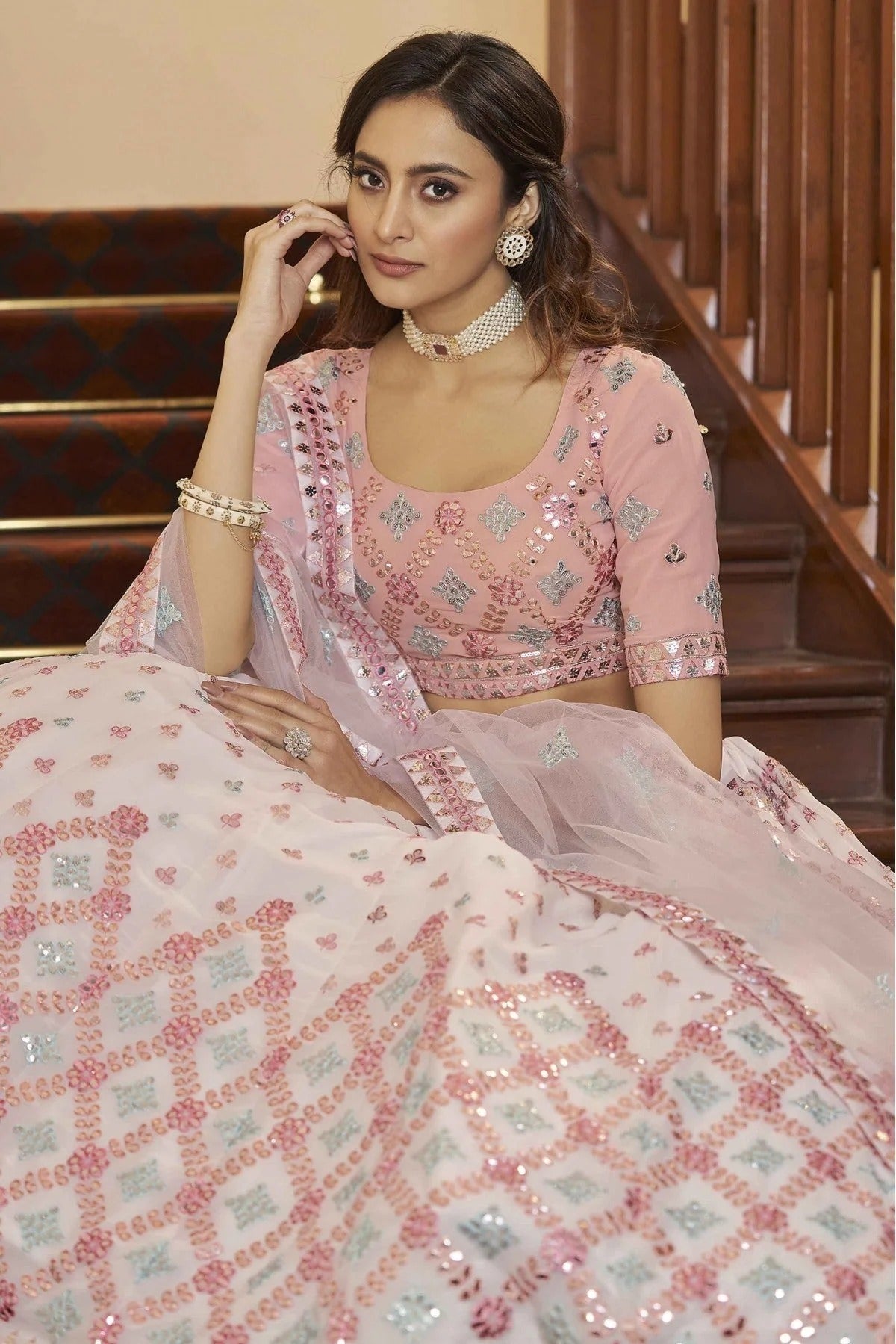 White Colour Georgette Gota Patti Work Lehenga Choli LC1150094 A