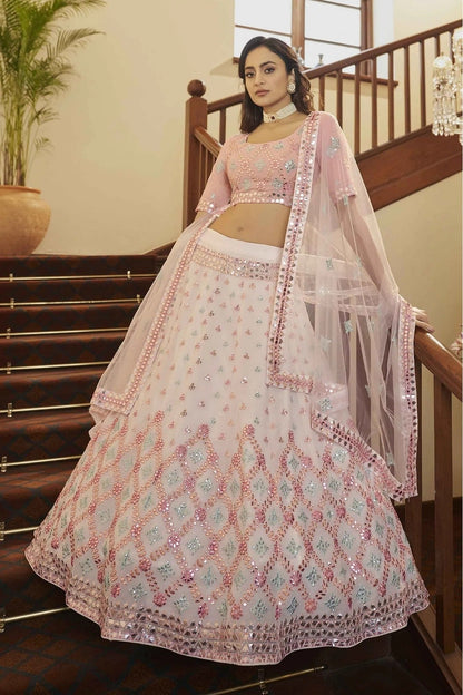 White Colour Georgette Gota Patti Work Lehenga Choli LC1150094