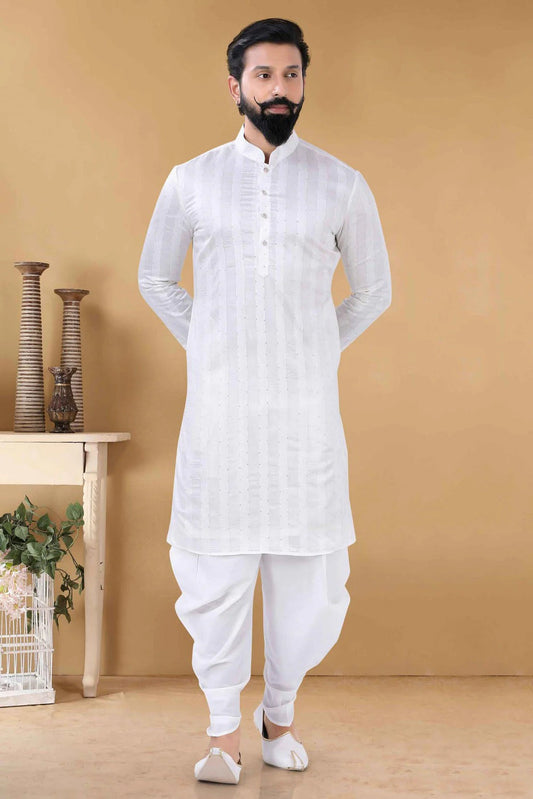 White Colour Georgette Kurta Pajama KP1130105