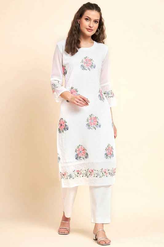 White Colour Georgette Kurti KR1111063