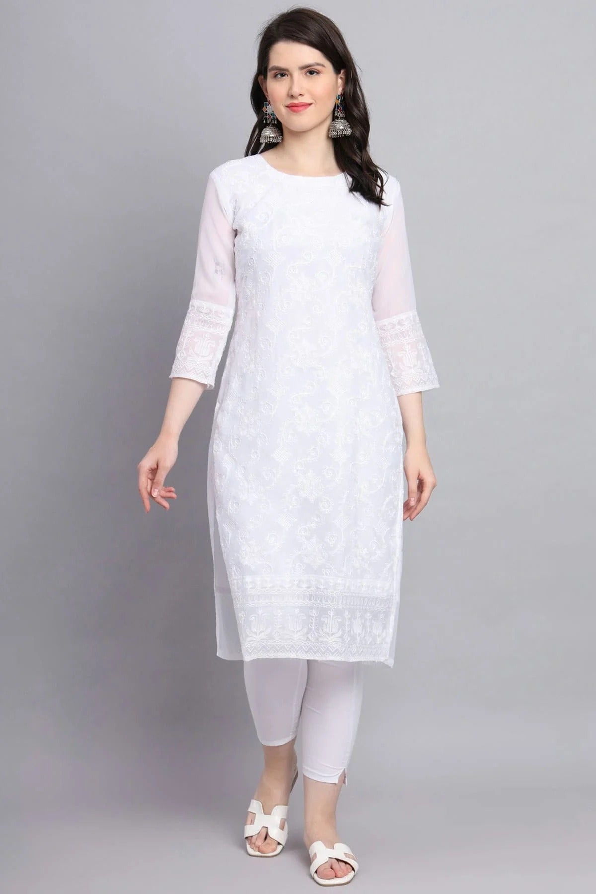 White Colour Georgette Kurti KR1111161