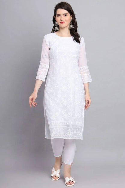 White Colour Georgette Kurti KR1111161