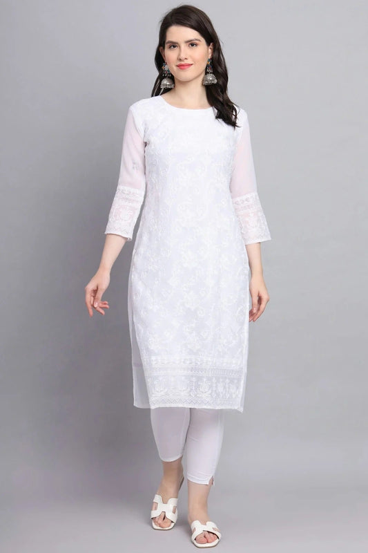 White Colour Georgette Kurti KR1111161