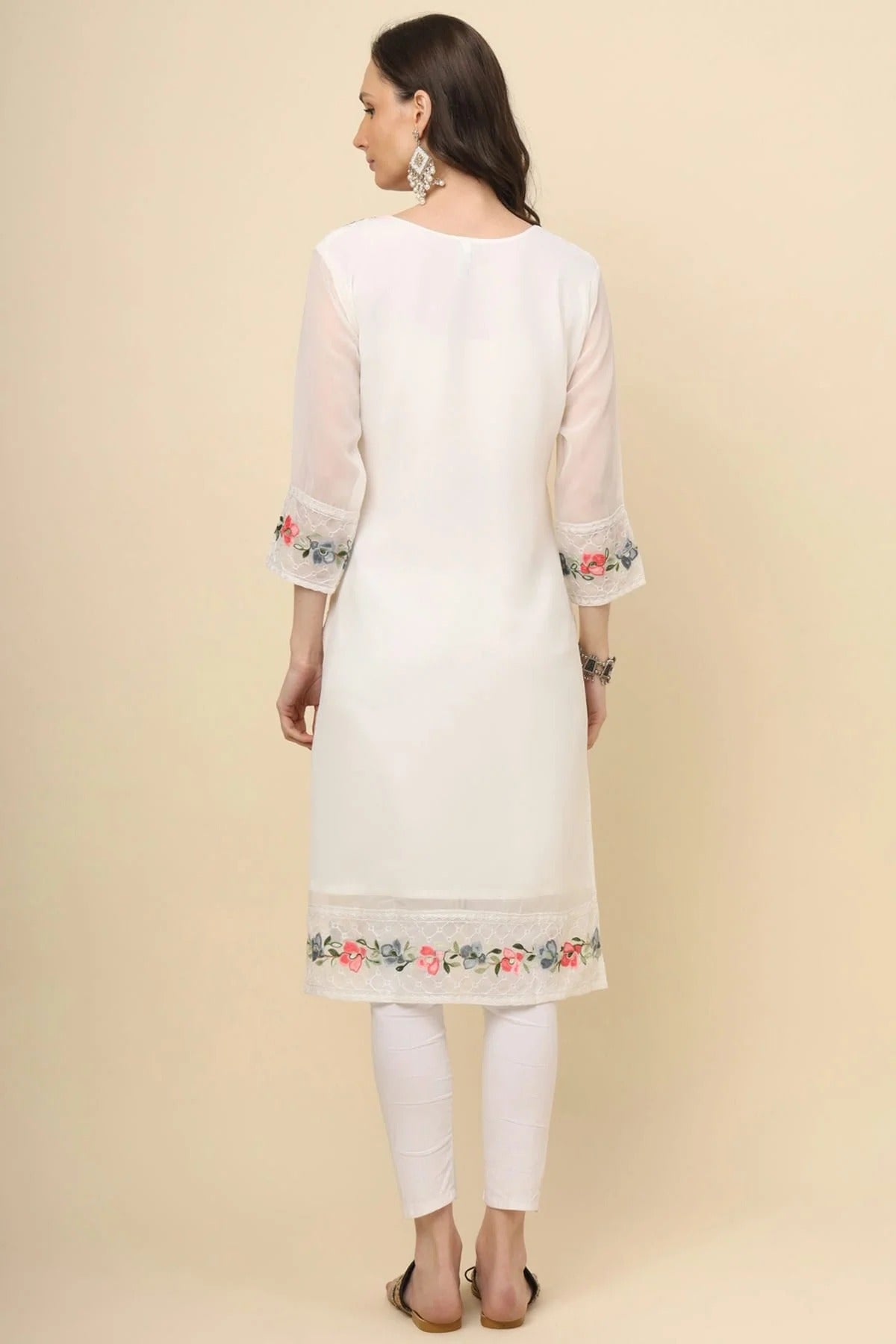 White Colour Georgette Kurti KR1111194 A