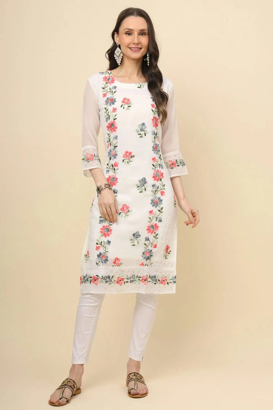 White Colour Georgette Kurti KR1111194