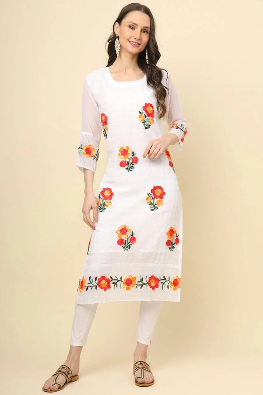 White Colour Georgette Kurti KR1111207