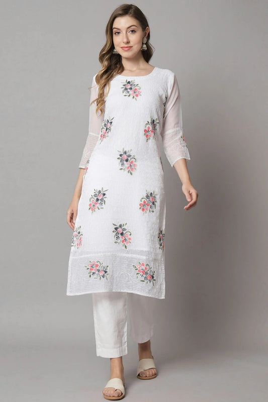 White Colour Georgette Kurti KR1111208