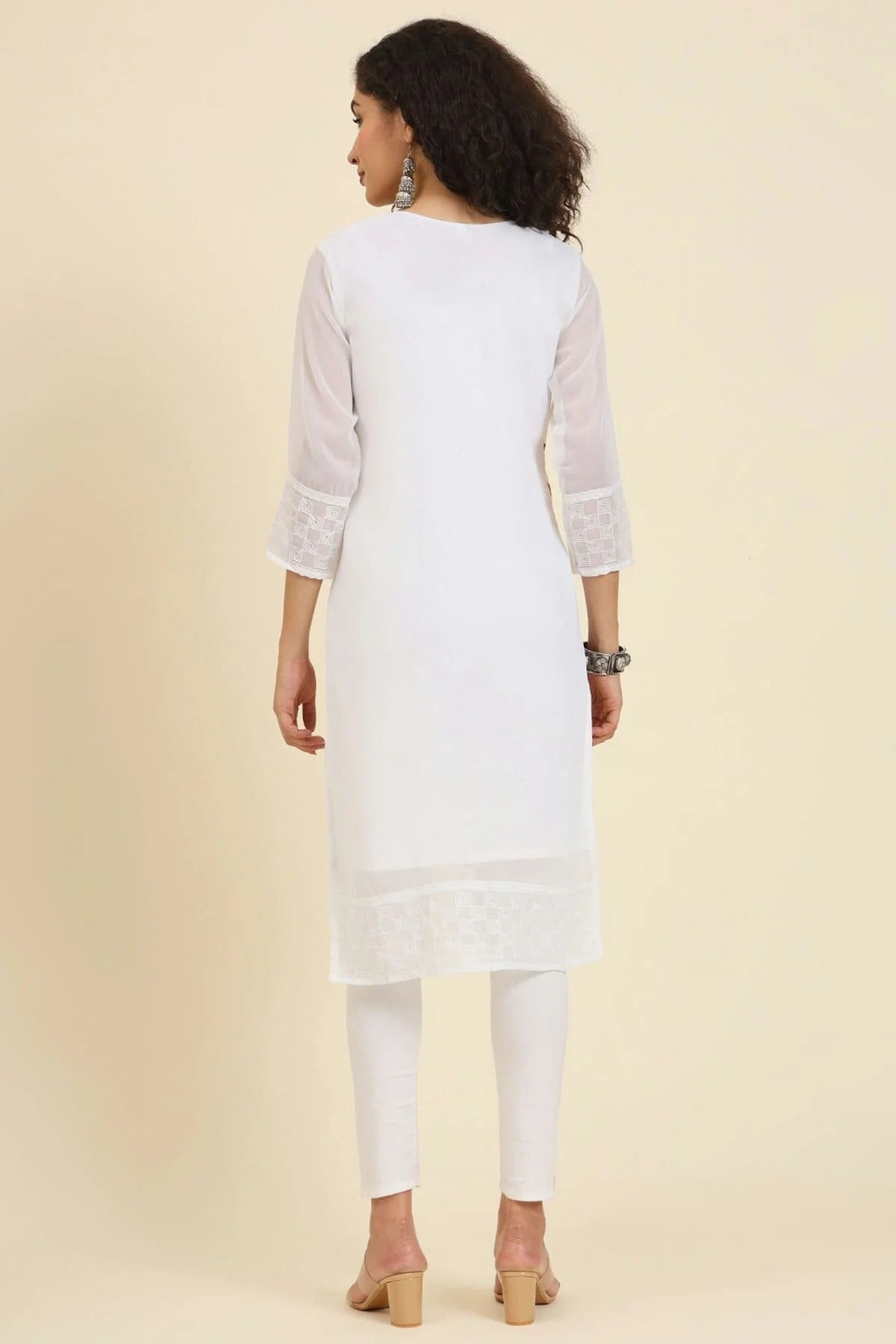 White Colour Georgette Kurti KR1111243 A
