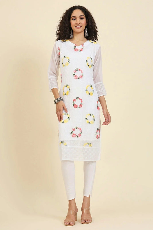 White Colour Georgette Kurti KR1111243
