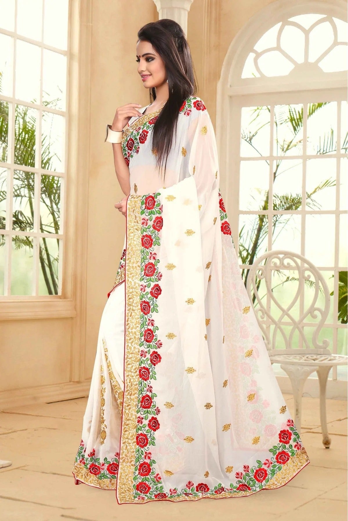White Colour Georgette Party Wear Saree SD1120400 A