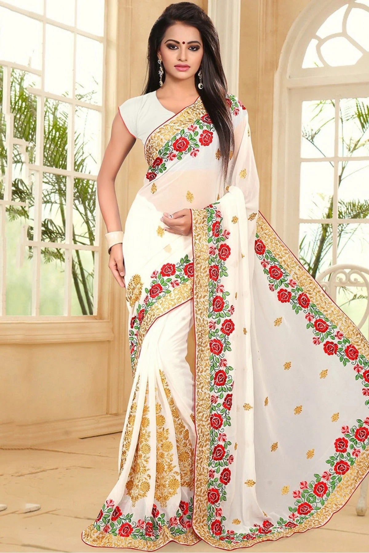 White Colour Georgette Party Wear Saree SD1120400