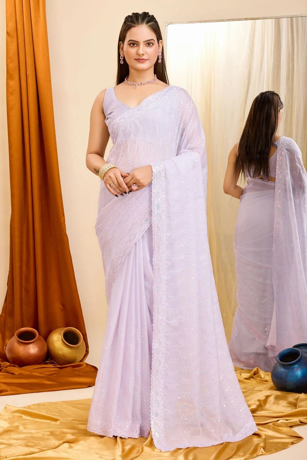 White Colour Georgette Saree SD1110215