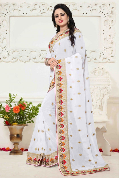 White Colour Georgette Saree SD1120414 A