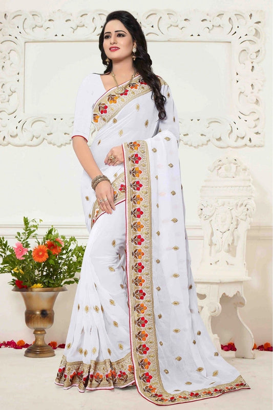 White Colour Georgette Saree SD1120414