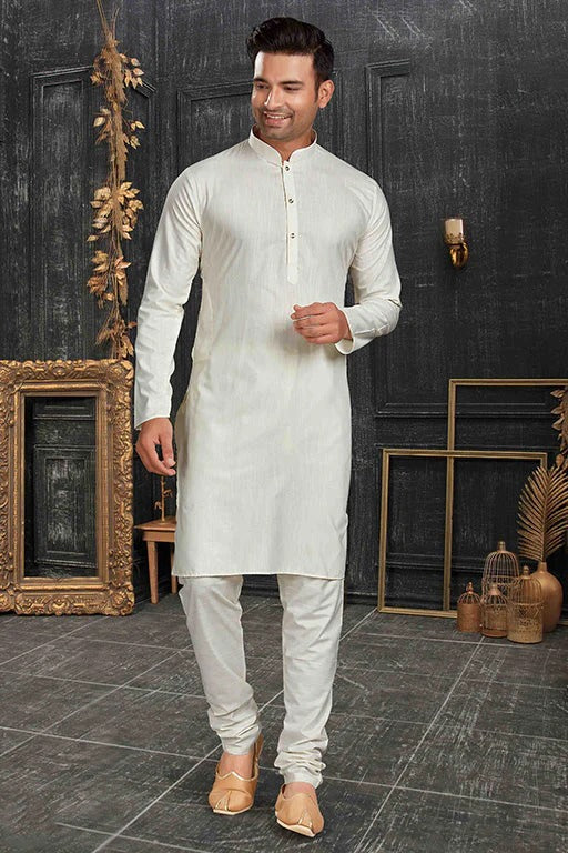 White Colour Kurta Pajama In Cotton KP1210163