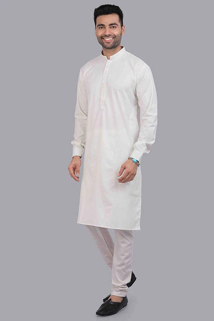 White Colour Kurta Pajama In Cotton KP1210184