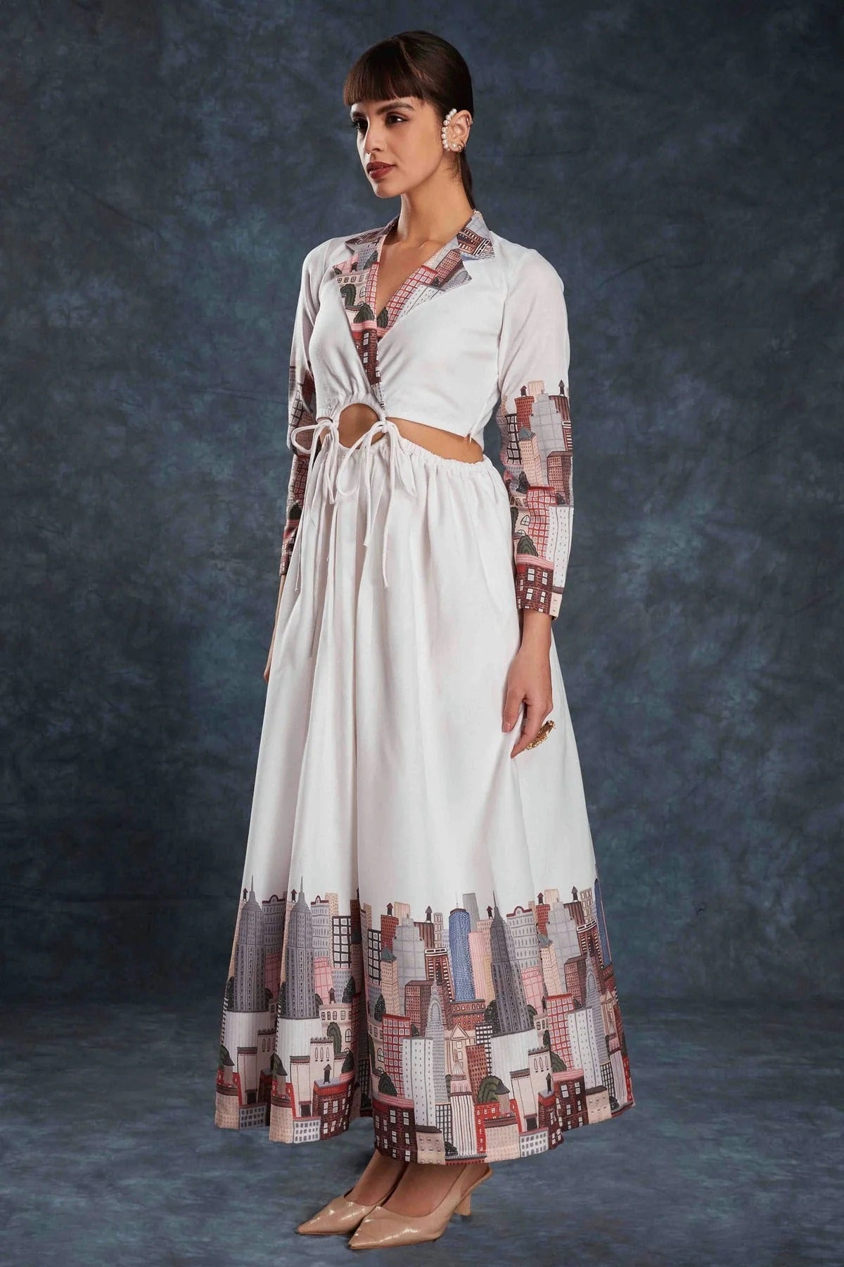White Colour Linen Maxi Dress TP1080945 A