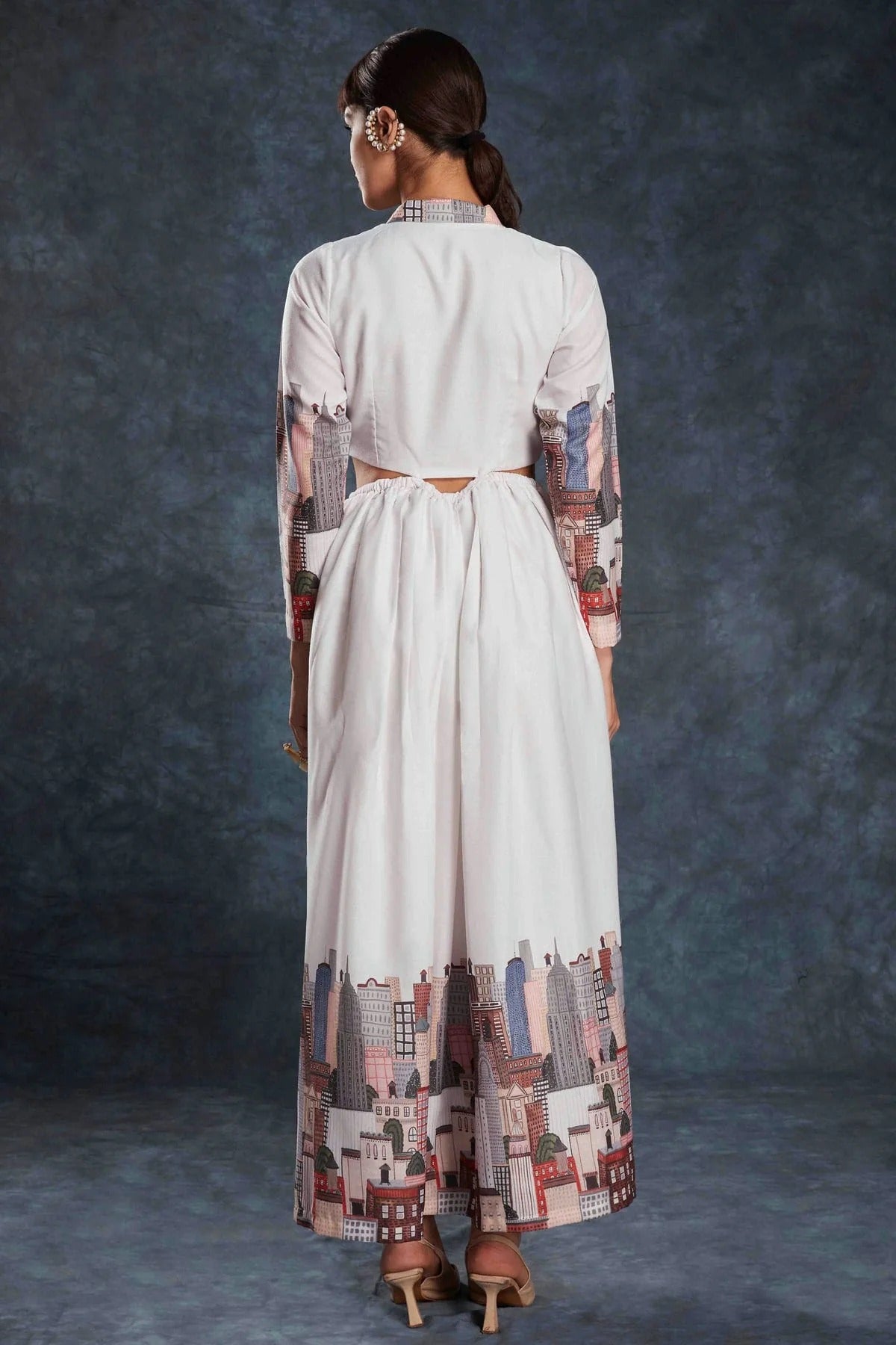 White Colour Linen Maxi Dress TP1080945 B