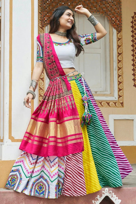 White Colour Maslin Cotton Navratri Lehenga LC1150236