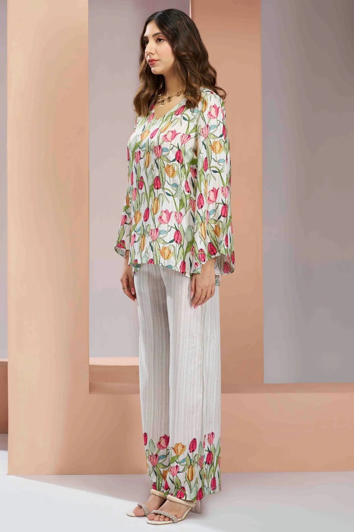 White Colour Muslin Silk Co Ord Suit TP1080963 A