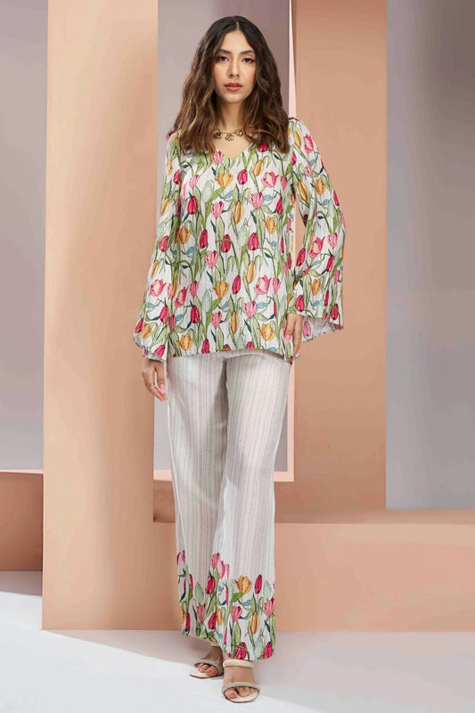 White Colour Muslin Silk Co Ord Suit TP1080963