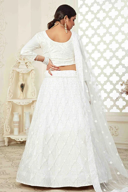 White Colour Net Designer Lehenga Choli LC1240034 A