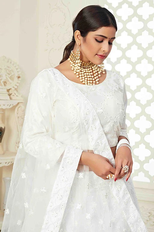 White Colour Net Designer Lehenga Choli LC1240034 B