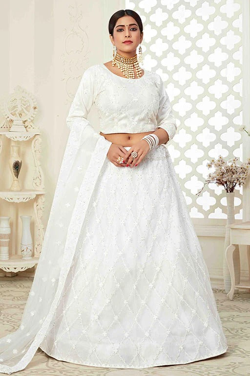 White Colour Net Designer Lehenga Choli LC1240034