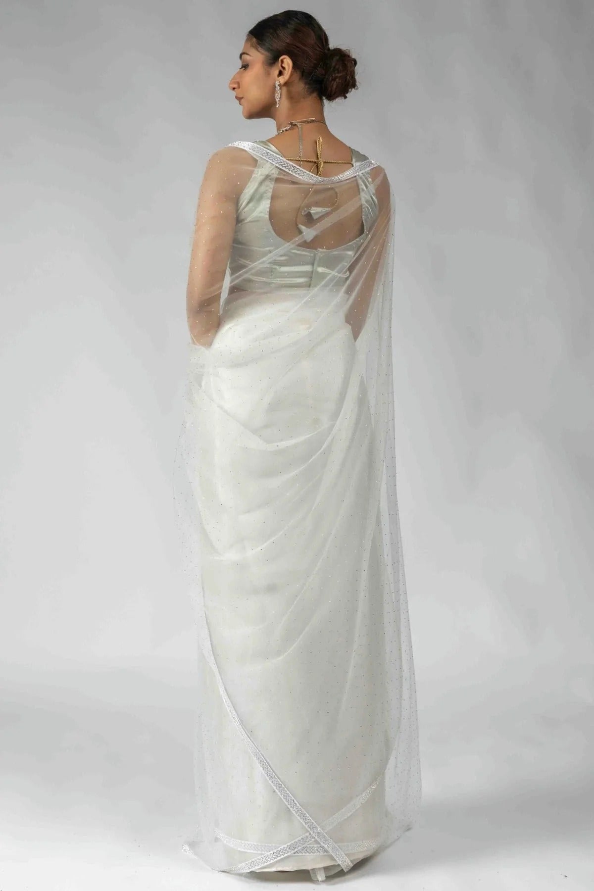 White Colour Net Ready To Wear Saree SD1122054 A