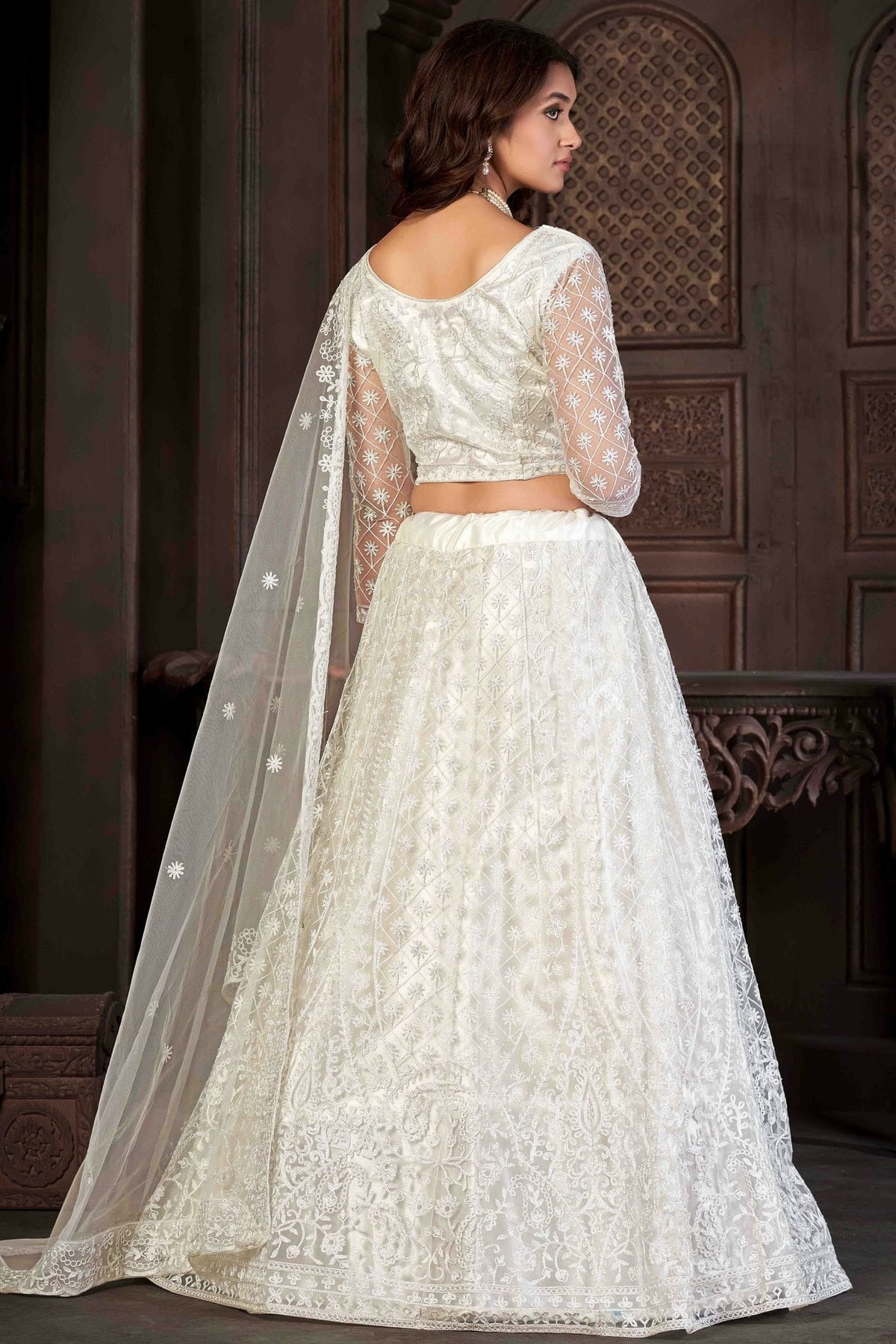 White Colour Net Semi Stitched Lehenga Choli LC1170058 B