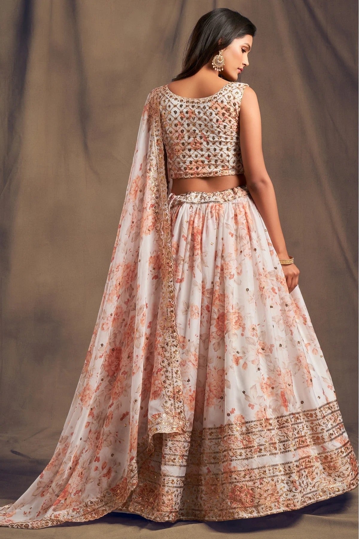 White Colour Organza Lehenga Choli LC1010095 A