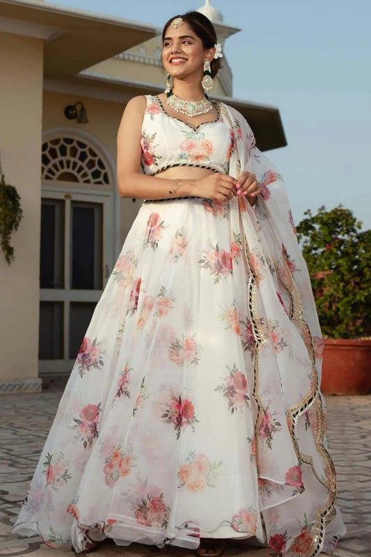 White Colour Organza Lehenga Choli LC1010295