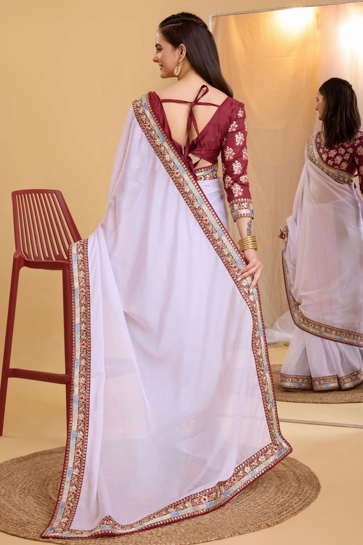 White Colour Organza Saree SD1110237 A