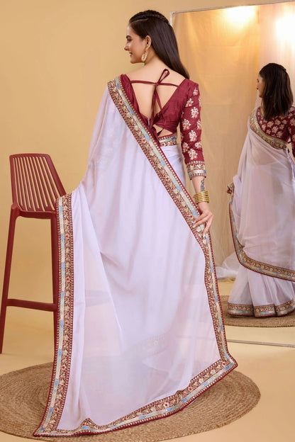 White Colour Organza Saree SD1110237 A