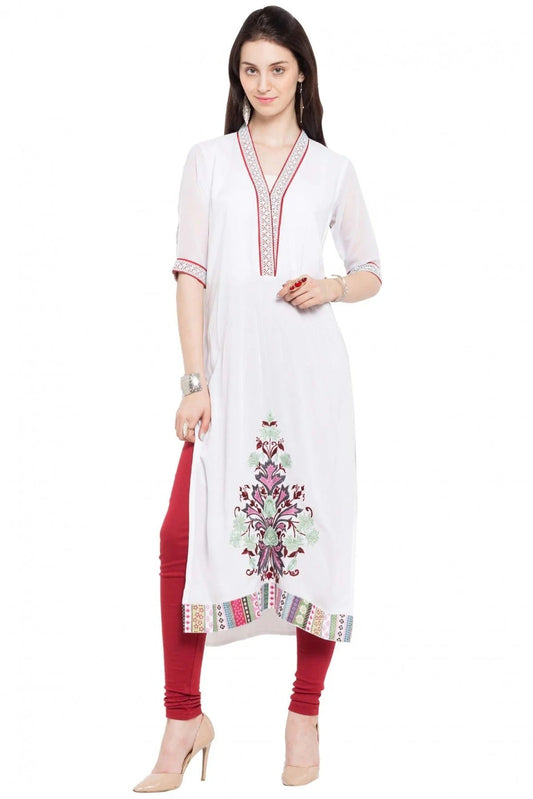 White Colour Plus Size Cotton Kurti KR1070424