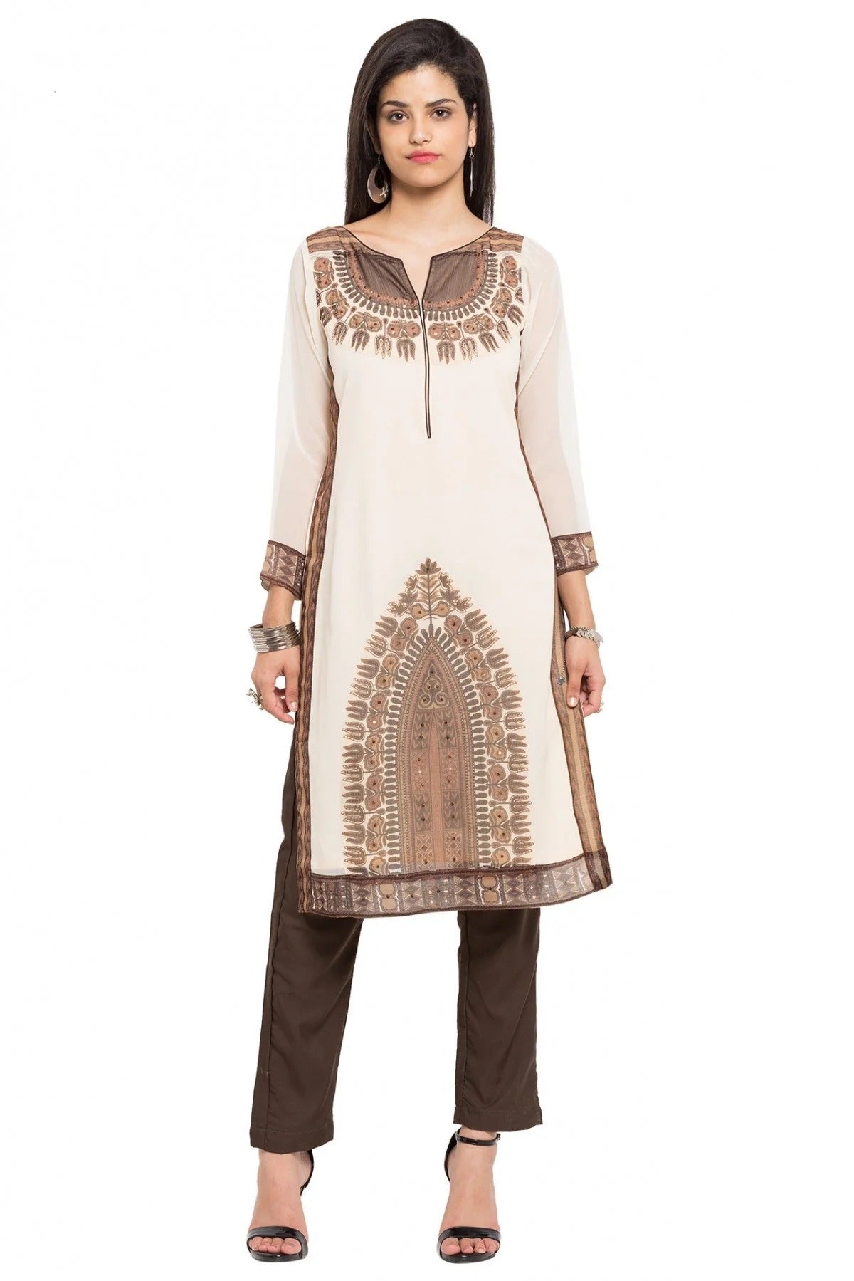 White Colour Plus Size Faux Georgette Kurti KR1070402