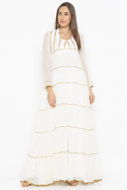 White Colour Plus Size Georgette Embroidery Kurta Set KR1070565