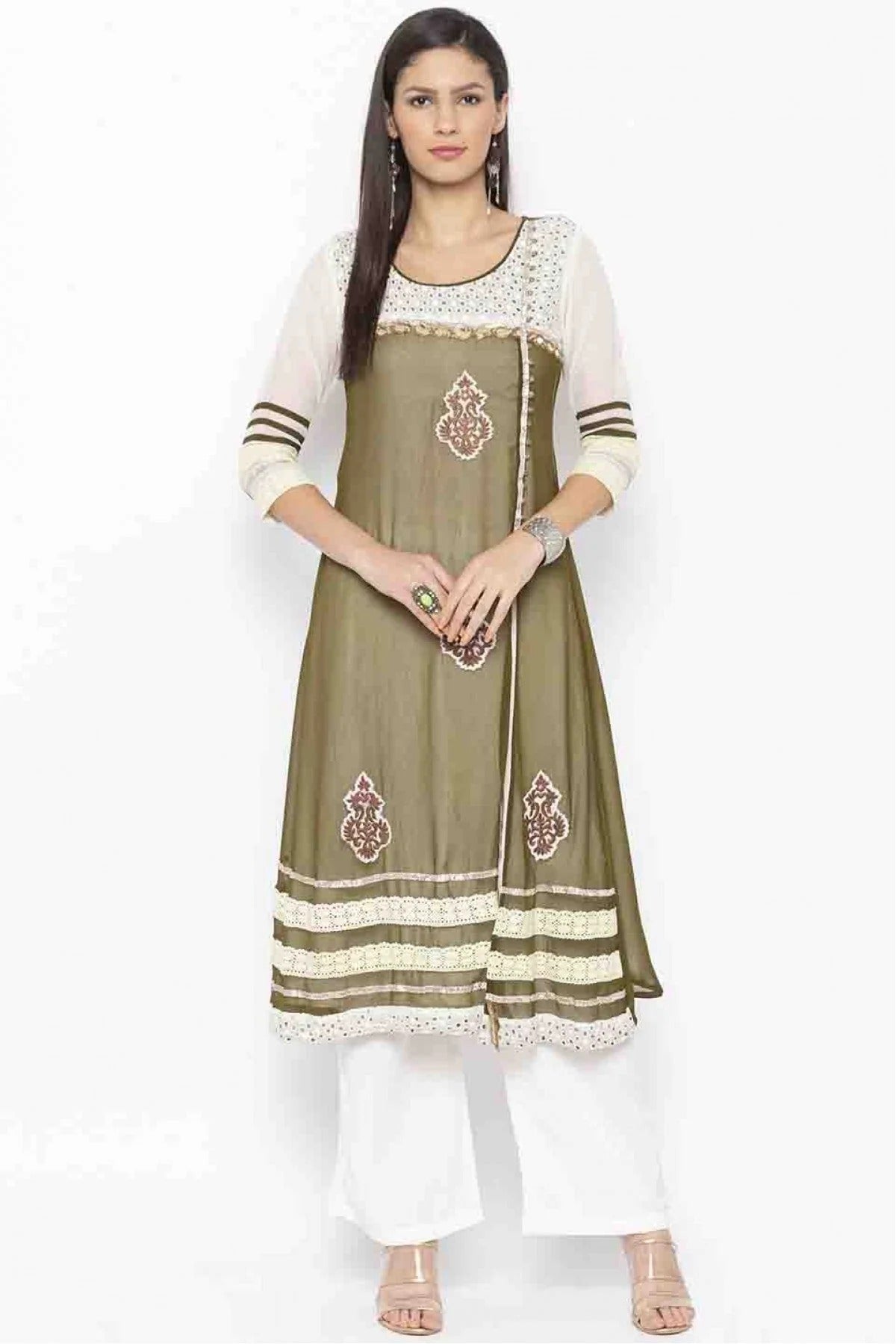 White Colour Plus Size Georgette Embroidery Kurti KR1070370