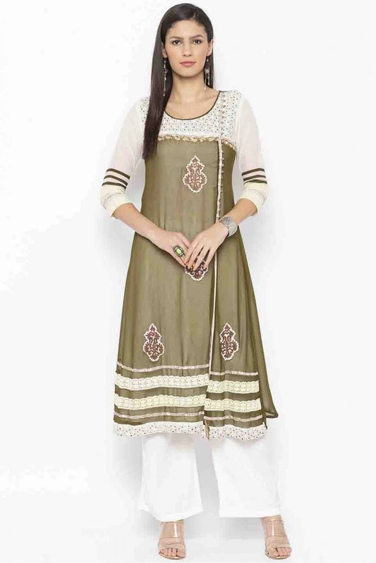 White Colour Plus Size Georgette Embroidery Kurti KR1070370