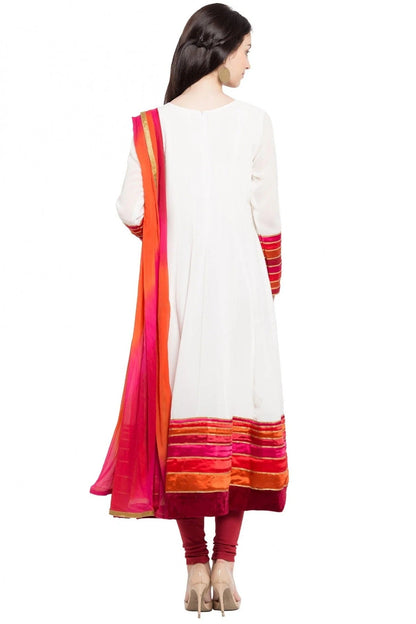 White Colour Plus Size Stitched Faux Georgette Anarkali Suit BW1070160 A