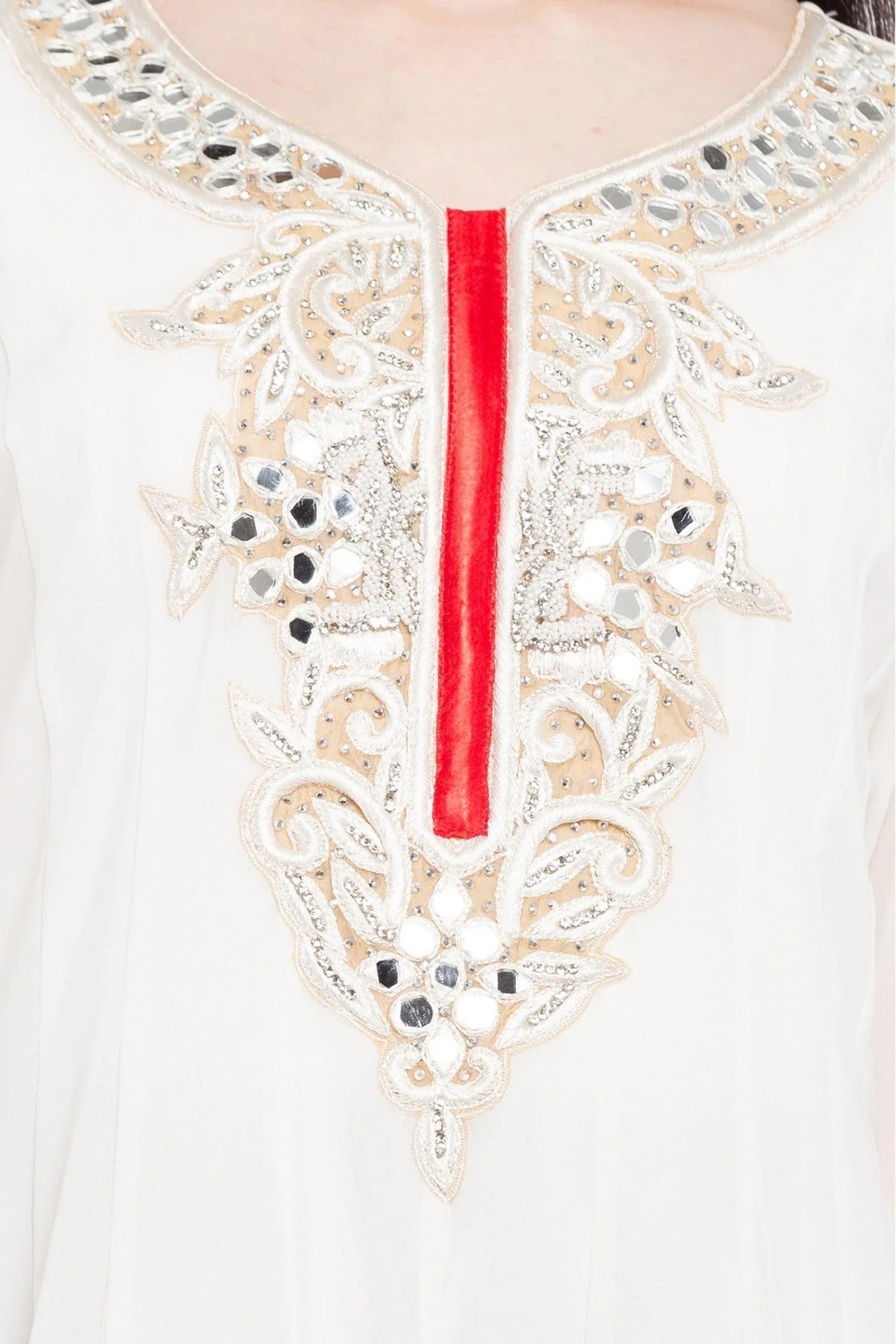 White Colour Plus Size Stitched Faux Georgette Anarkali Suit BW1070160 B