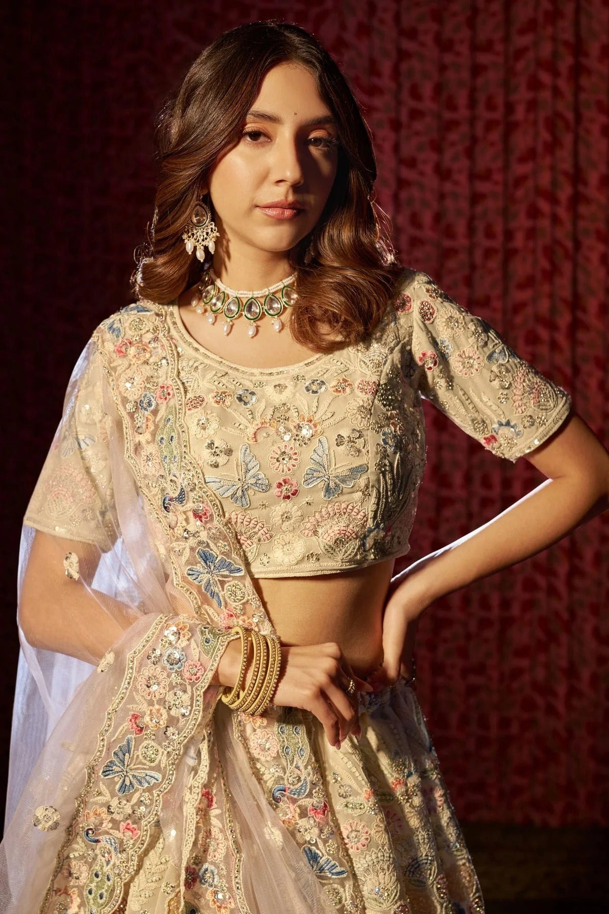 White Colour Semi Stitched Georgette Lehenga Choli LC1080902 B