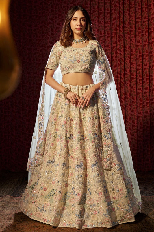 White Colour Semi Stitched Georgette Lehenga Choli LC1080902