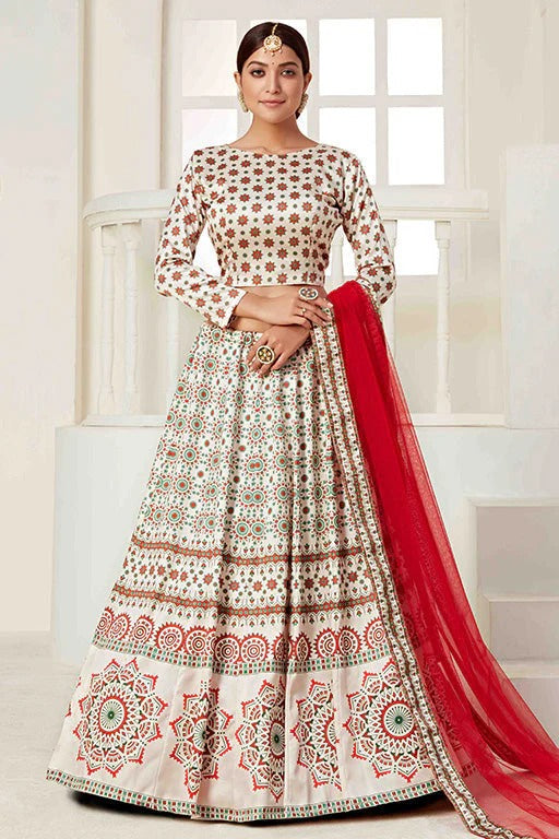 White Colour Silk Designer Lehenga Choli LC1240092