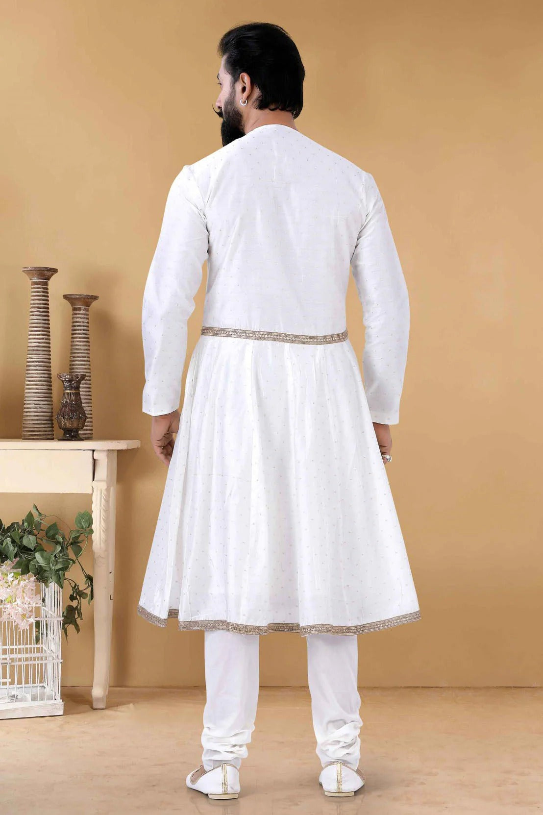 White Colour Silk Kurta Pajama KP1130107 A