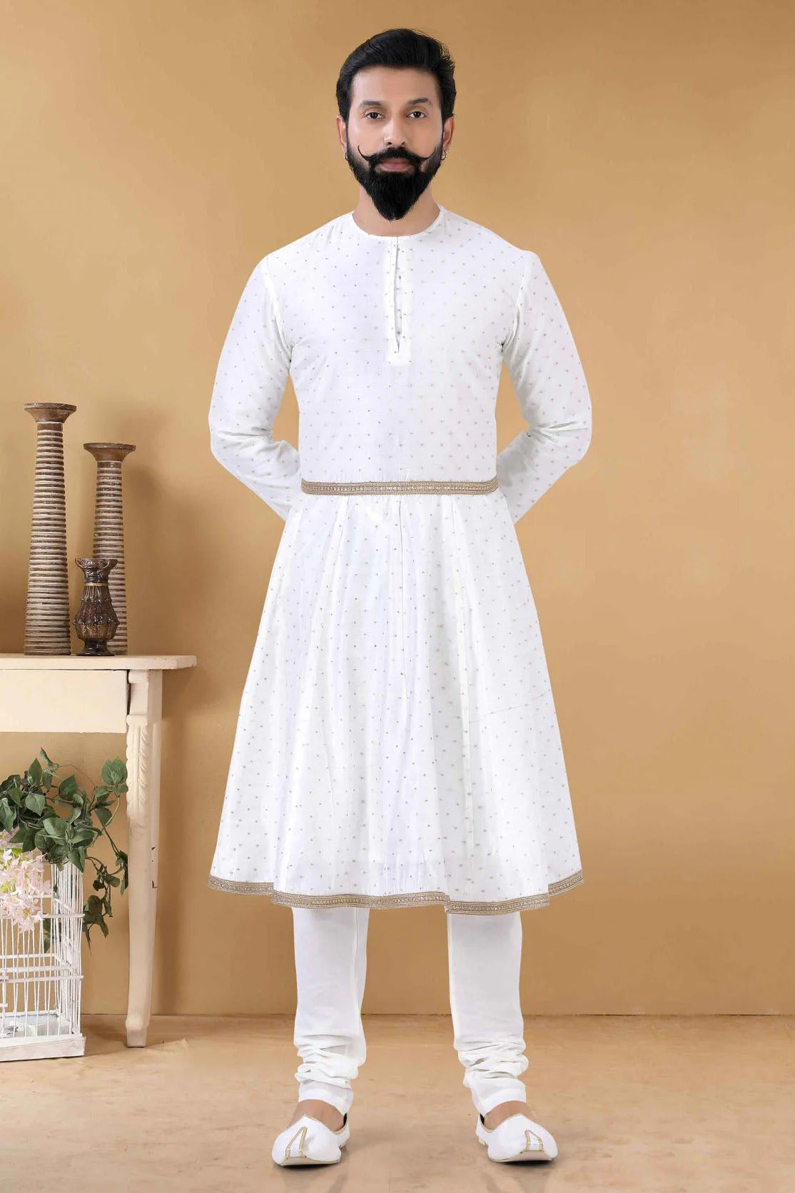 White Colour Silk Kurta Pajama KP1130107