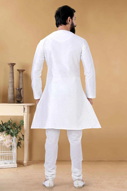 White Colour Silk Kurta Pajama KP1130108 A