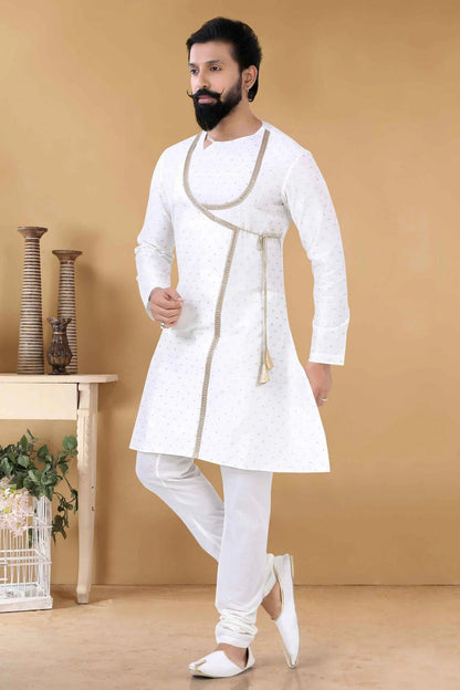 White Colour Silk Kurta Pajama KP1130108
